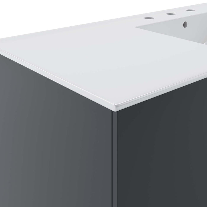 48-Inch Modern Gray Wall-Mount Single Sink Aric Bathroom Vanity Clean-Lined Style with White Ceramic Basin and Spacious Storage