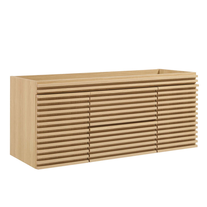 48-Inch Lance Wall-Mount Single Sink Vanity Cabinet MDF Particleboard Oak Cabinet Only Sink Not Included