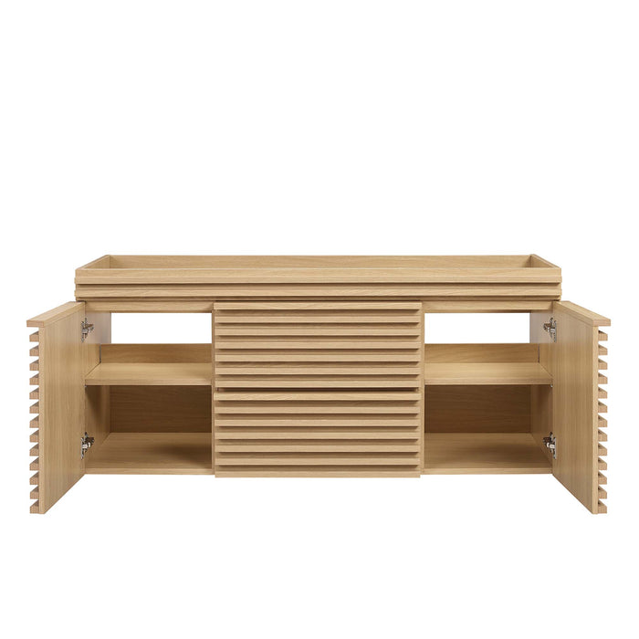 48-Inch Lance Wall-Mount Single Sink Vanity Cabinet MDF Particleboard Oak Cabinet Only Sink Not Included