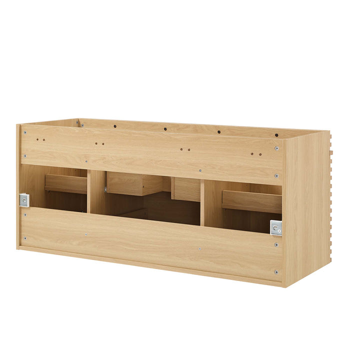 48-Inch Lance Wall-Mount Single Sink Vanity Cabinet MDF Particleboard Oak Cabinet Only Sink Not Included