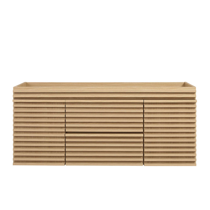48-Inch Lance Wall-Mount Single Sink Vanity Cabinet MDF Particleboard Oak Cabinet Only Sink Not Included