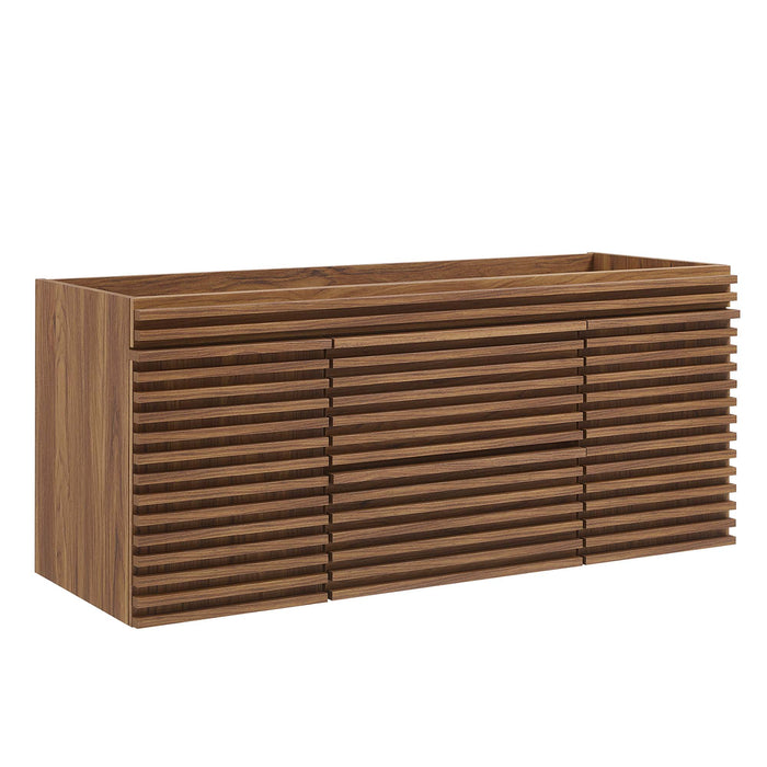 48-Inch Harvey MDF Particleboard Single Sink Wall-Mount Bathroom Vanity Cabinet Mid-Century Walnut Cabinet Only