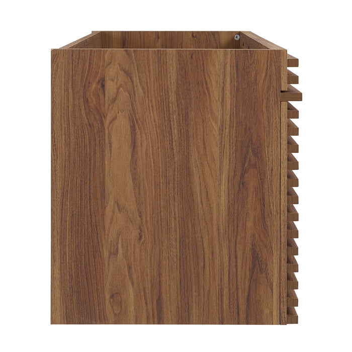 48-Inch Harvey MDF Particleboard Single Sink Wall-Mount Bathroom Vanity Cabinet Mid-Century Walnut Cabinet Only