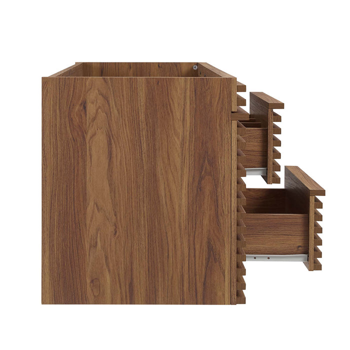 48-Inch Harvey MDF Particleboard Single Sink Wall-Mount Bathroom Vanity Cabinet Mid-Century Walnut Cabinet Only