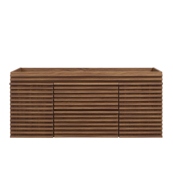 48-Inch Harvey MDF Particleboard Single Sink Wall-Mount Bathroom Vanity Cabinet Mid-Century Walnut Cabinet Only
