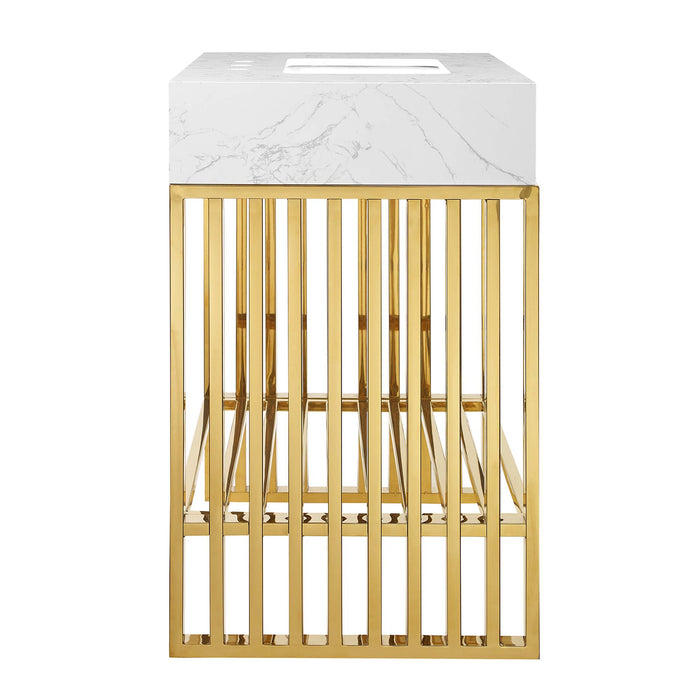 30-Inch Vicky Modern Bathroom Vanity – Slatted Wood Cabinet with Open Base