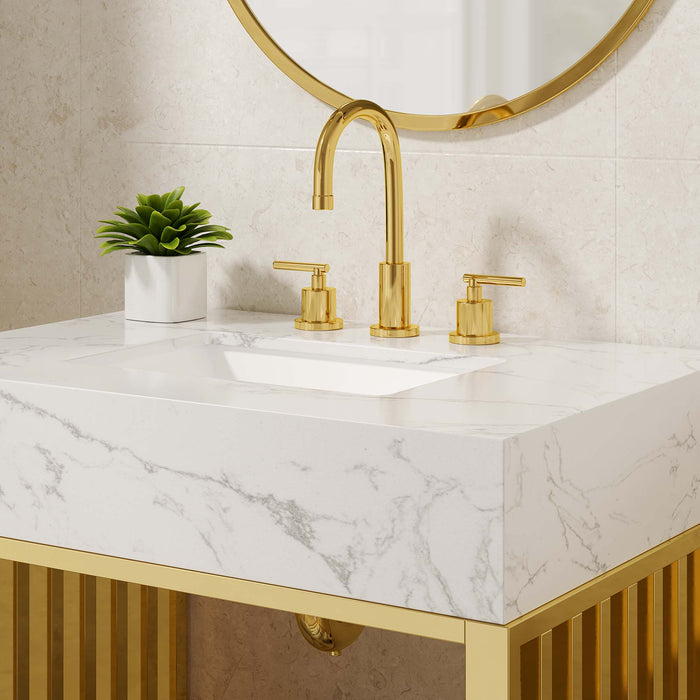 30-Inch Vicky Modern Bathroom Vanity – Slatted Wood Cabinet with Open Base