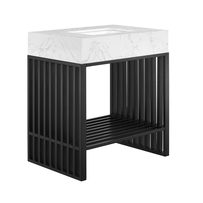 30-Inch Mckenna Freestanding Vanity – Sleek Wood Cabinet with Slatted Design