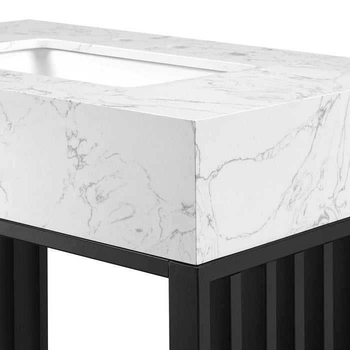 30-Inch Mckenna Freestanding Vanity – Sleek Wood Cabinet with Slatted Design