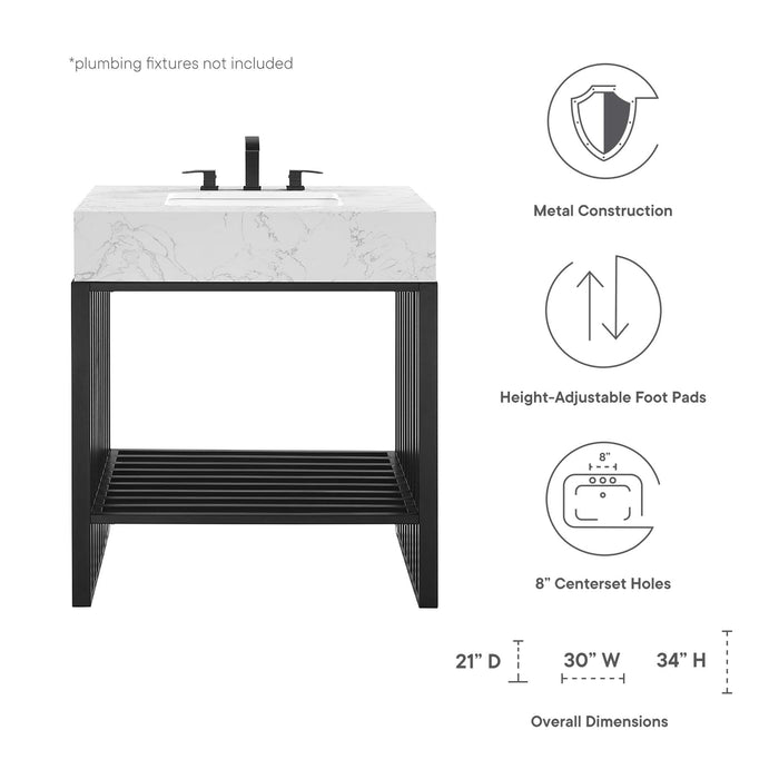 30-Inch Mckenna Freestanding Vanity – Sleek Wood Cabinet with Slatted Design