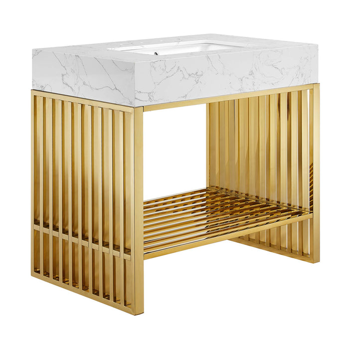 36-Inch Duncan Modern Wood Vanity – Minimalist Freestanding Bathroom Cabinet with Storage Base