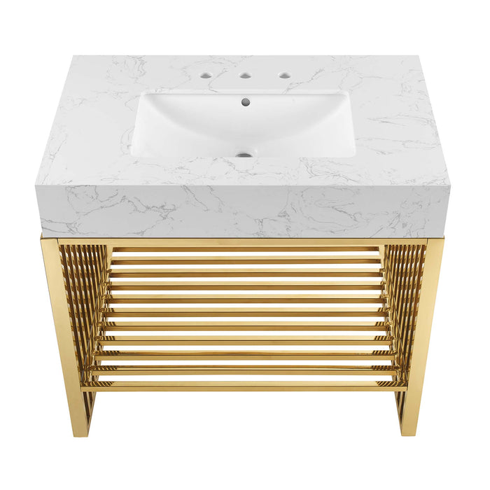 36-Inch Duncan Modern Wood Vanity – Minimalist Freestanding Bathroom Cabinet with Storage Base