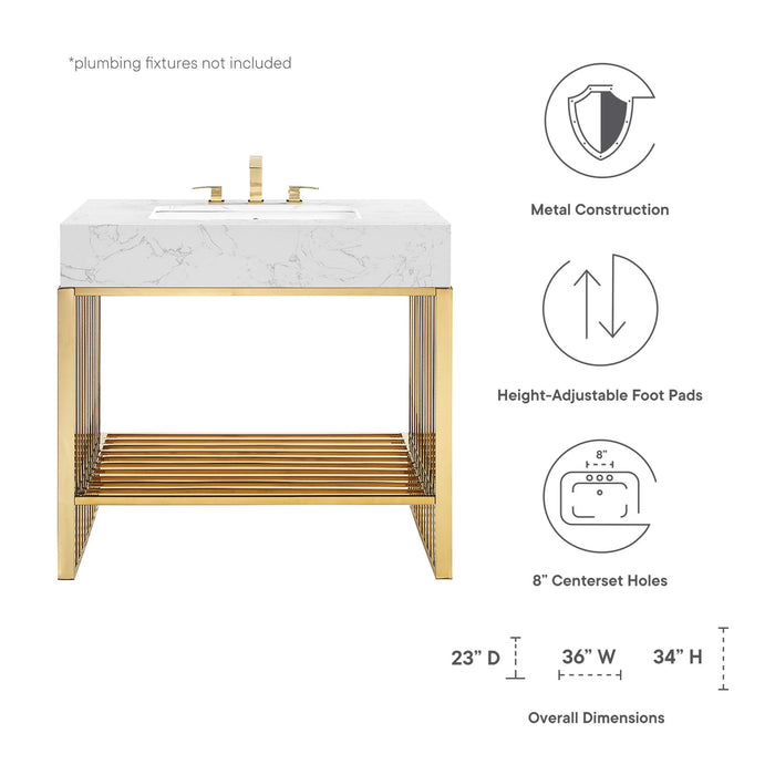 36-Inch Duncan Modern Wood Vanity – Minimalist Freestanding Bathroom Cabinet with Storage Base