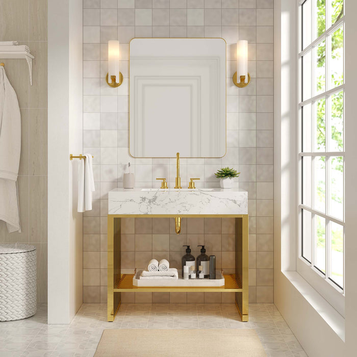 36-Inch Duncan Modern Wood Vanity – Minimalist Freestanding Bathroom Cabinet with Storage Base