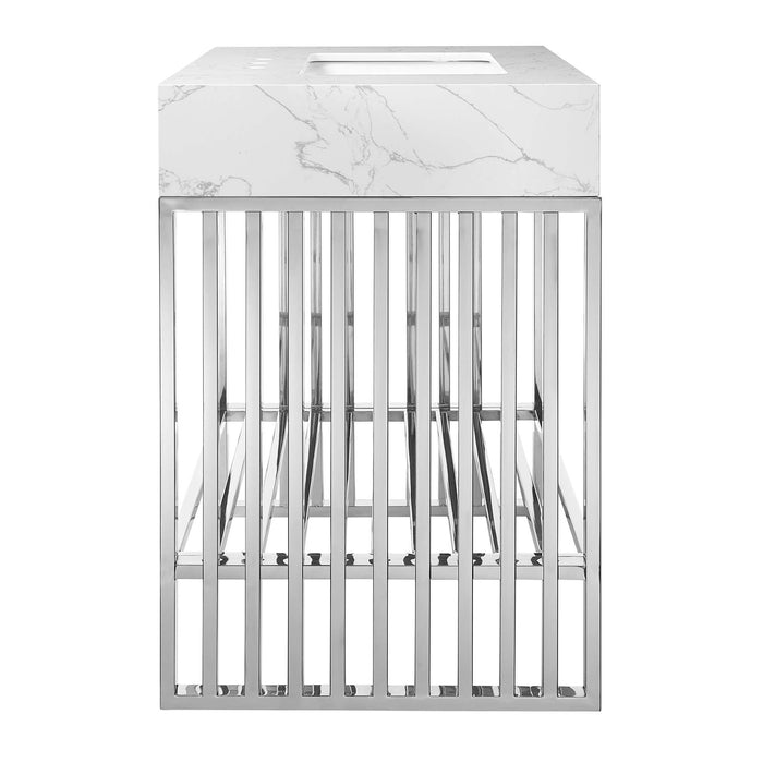 36-Inch Anra Bathroom Vanity – Freestanding Modern Wood Cabinet with Open Slatted Bottom Shelf