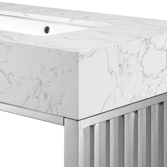 36-Inch Anra Bathroom Vanity – Freestanding Modern Wood Cabinet with Open Slatted Bottom Shelf