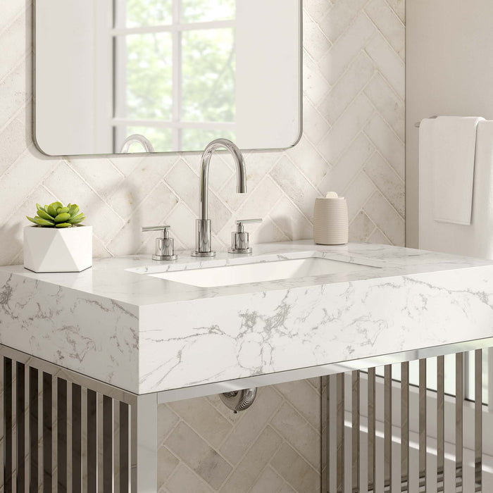 36-Inch Anra Bathroom Vanity – Freestanding Modern Wood Cabinet with Open Slatted Bottom Shelf