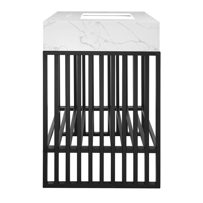 36-Inch Reagan Bathroom Vanity – Sleek Wood Freestanding Sink Cabinet with Slatted Shelf Design