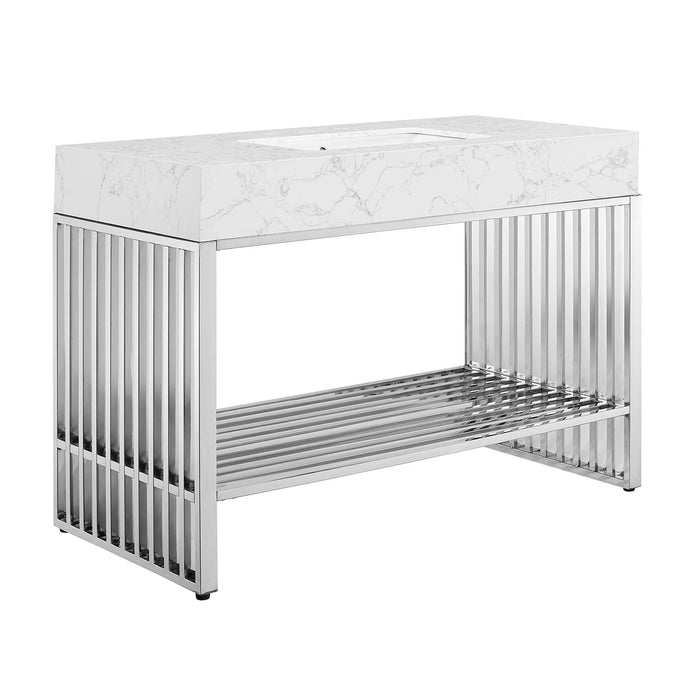 48-Inch Ethel Bathroom Vanity – Contemporary Wood Design with Storage Shelf