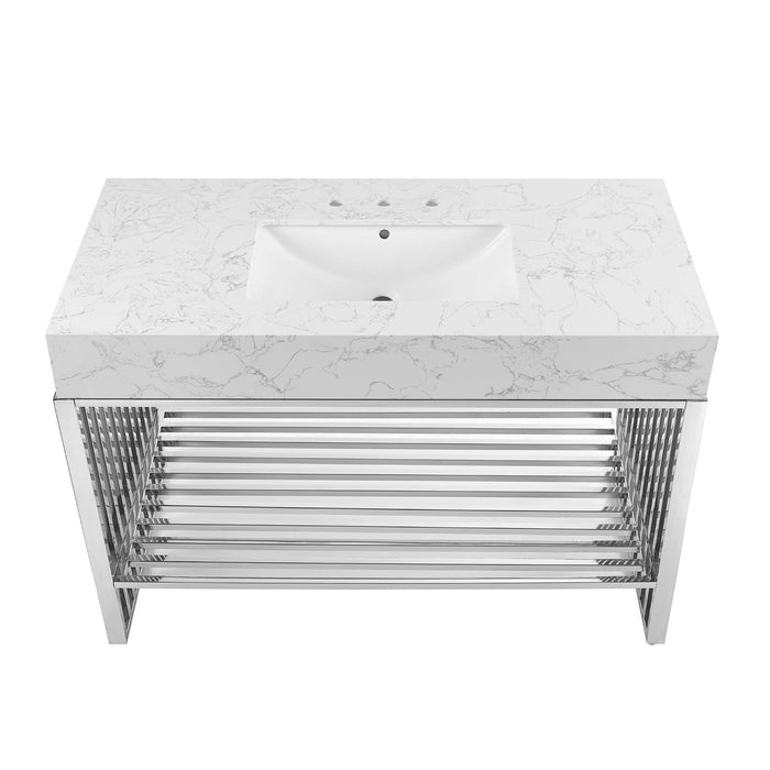 48-Inch Ethel Bathroom Vanity – Contemporary Wood Design with Storage Shelf