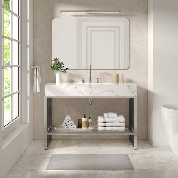48-Inch Ethel Bathroom Vanity – Contemporary Wood Design with Storage Shelf