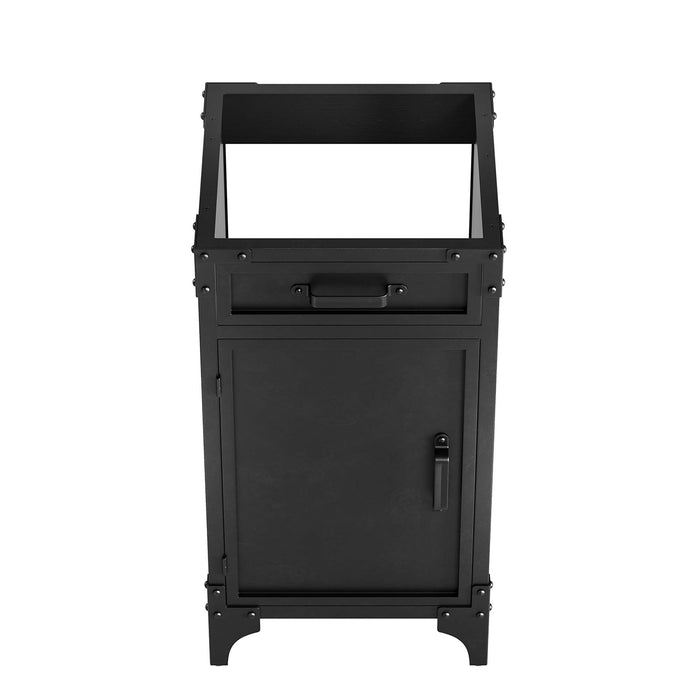 18-Inch Piedmont Metal Walnut Wood Grain Bathroom Vanity Cabinet with Plumbing Cutout Sink Basin Not Included