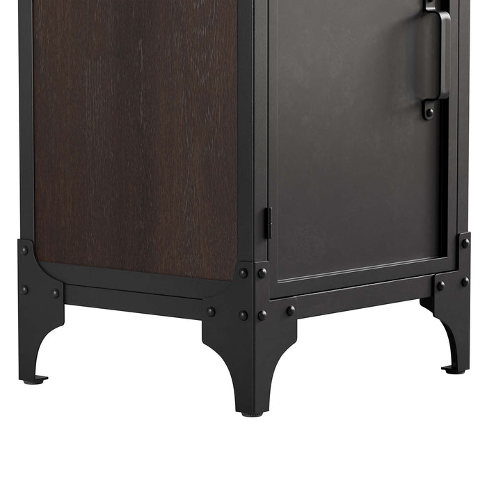 18-Inch Piedmont Metal Walnut Wood Grain Bathroom Vanity Cabinet with Plumbing Cutout Sink Basin Not Included
