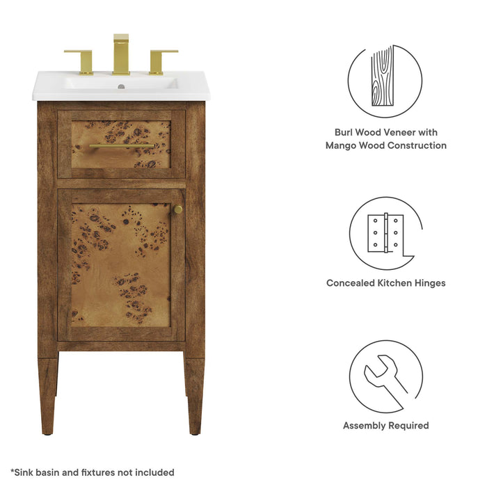 18-Inch Amare Vanity Cabinet by Modway – Space-Saving Wood Bathroom Cabinet Without Sink