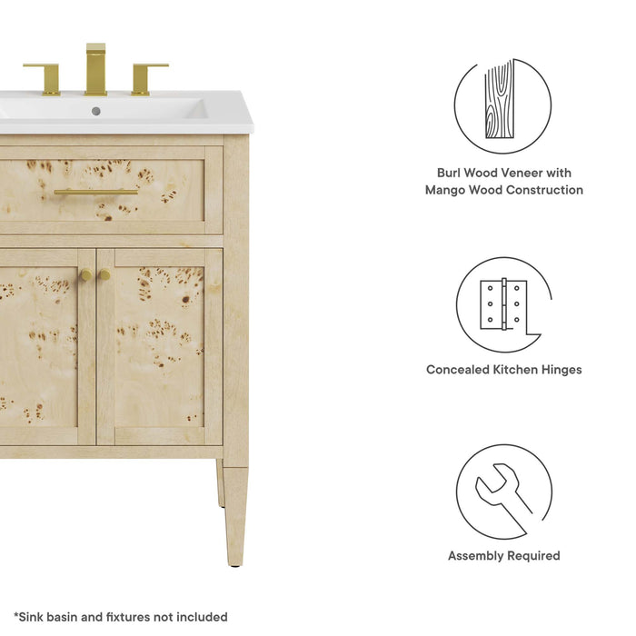 24-Inch Nazari Vanity Cabinet – Solid Wood Bathroom Base for Vessel Sink