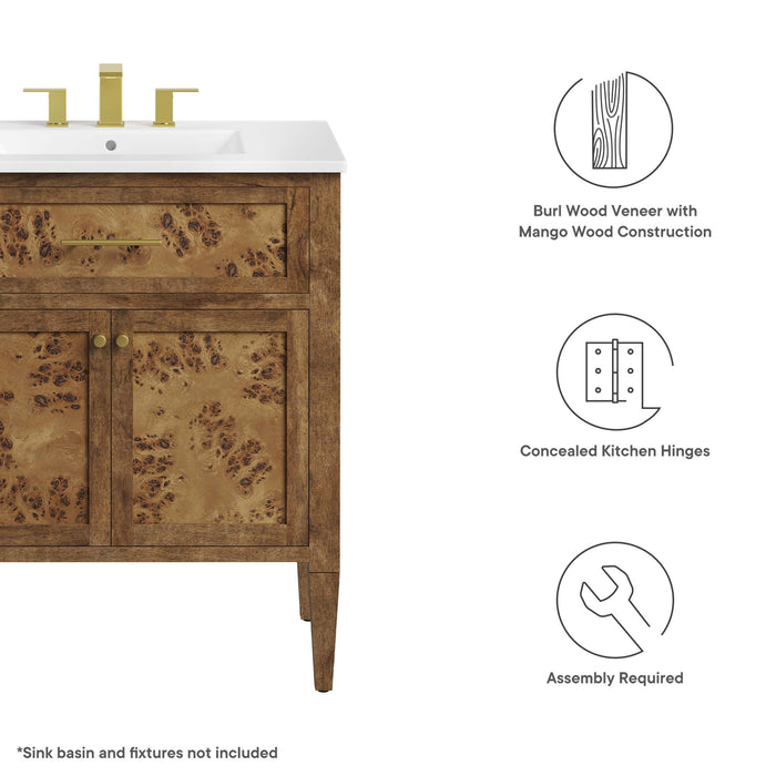 30-Inch Santin Vanity Cabinet – Solid Wood Freestanding Bathroom Base (No Sink Included)