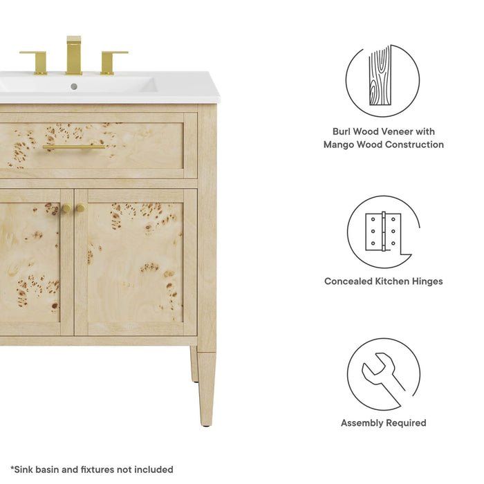 30-Inch Yance Bathroom Vanity Cabinet – Compact Wood Base by Modway (Sink Not Included)