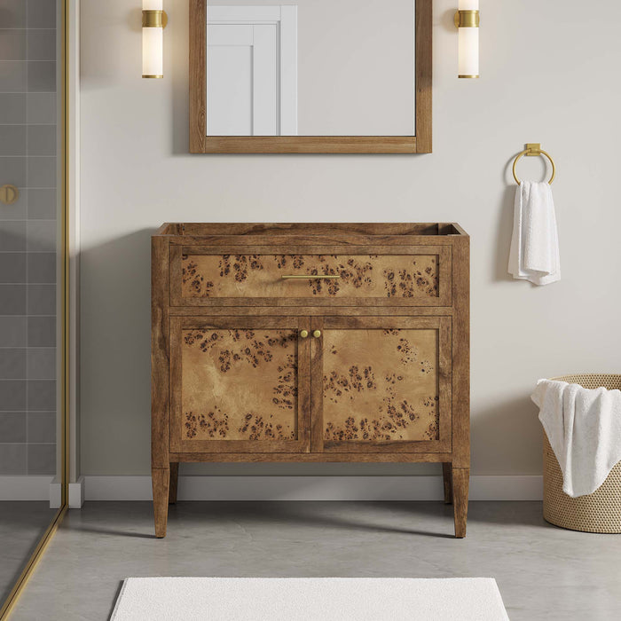 36-Inch Jewel Vanity Cabinet – Solid Wood Frame for Vessel Sink with Open Storage