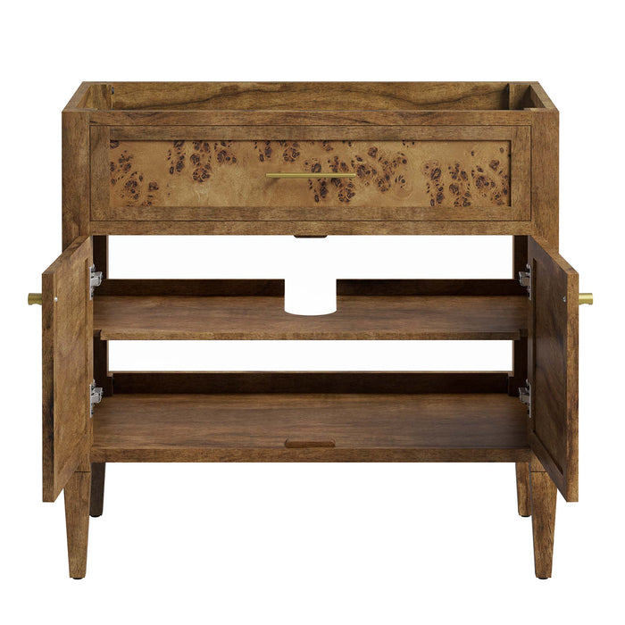 36-Inch Jewel Vanity Cabinet – Solid Wood Frame for Vessel Sink with Open Storage