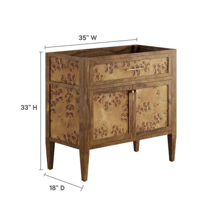 36-Inch Jewel Vanity Cabinet – Solid Wood Frame for Vessel Sink with Open Storage