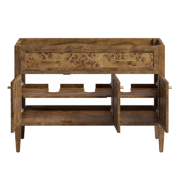 48-Inch Ananas Bathroom Vanity – Freestanding Wood Cabinet with Dual Sinks and Open Storage