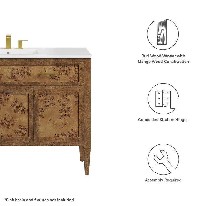48-Inch Ananas Bathroom Vanity – Freestanding Wood Cabinet with Dual Sinks and Open Storage
