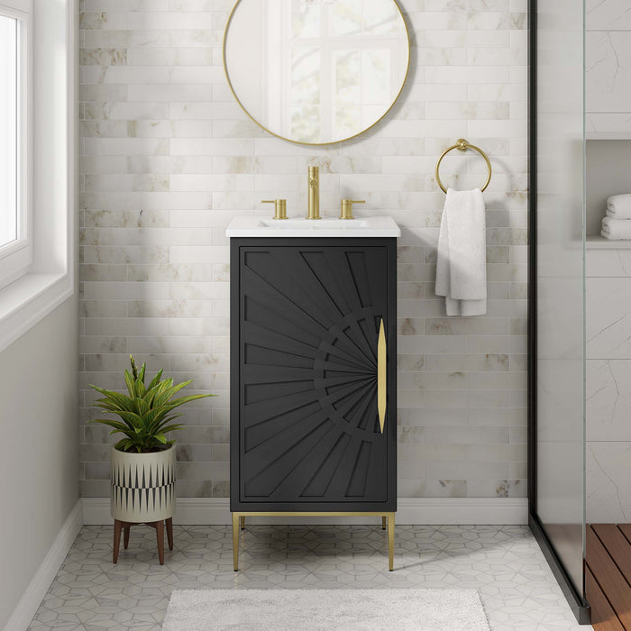 18-Inch Bunky Bathroom Vanity by Modway – Sleek Wood Frame with Integrated Countertop Sink