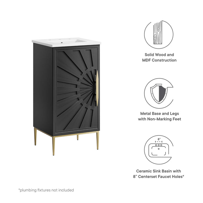 18-Inch Bunky Bathroom Vanity by Modway – Sleek Wood Frame with Integrated Countertop Sink