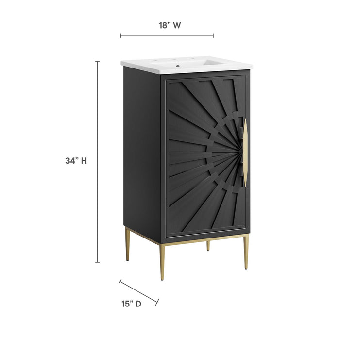 18-Inch Bunky Bathroom Vanity by Modway – Sleek Wood Frame with Integrated Countertop Sink