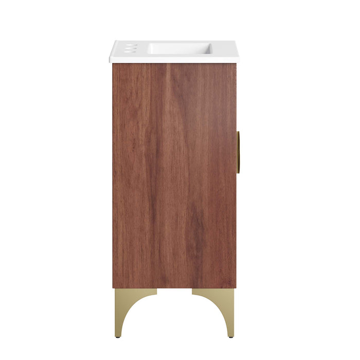 18-Inch Hobson Bathroom Vanity – Contemporary Wood Frame with Built-In Basin and Open Shelf