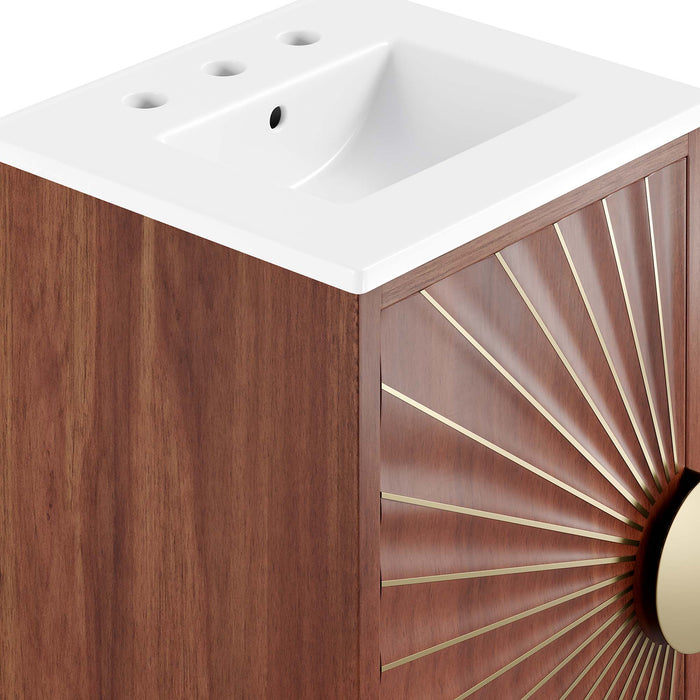 18-Inch Hobson Bathroom Vanity – Contemporary Wood Frame with Built-In Basin and Open Shelf