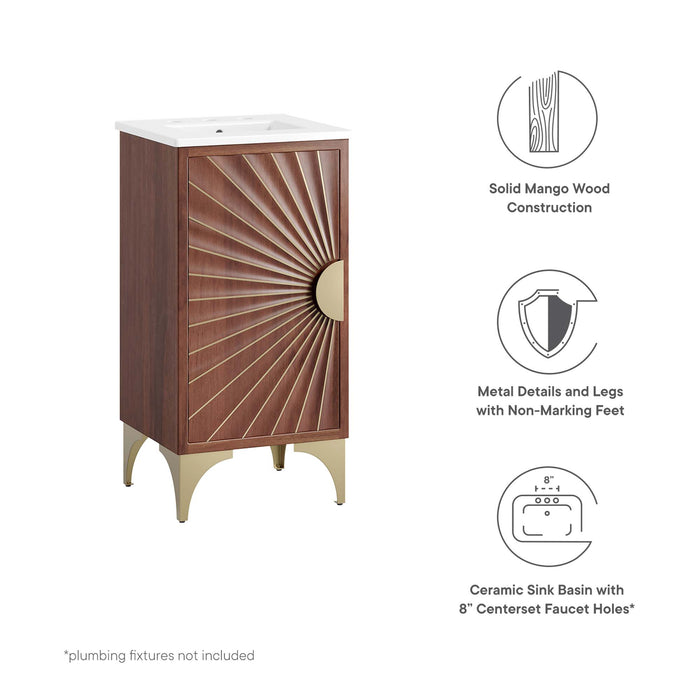 18-Inch Hobson Bathroom Vanity – Contemporary Wood Frame with Built-In Basin and Open Shelf