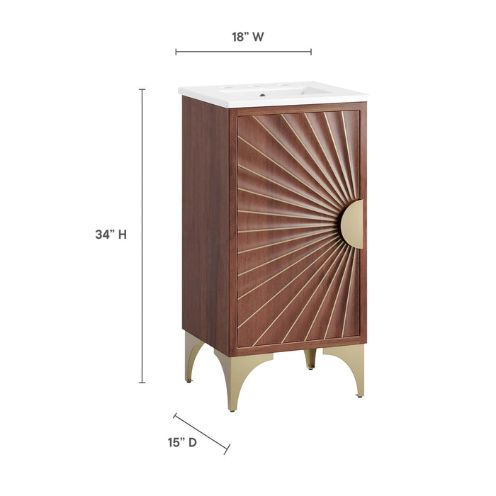 18-Inch Hobson Bathroom Vanity – Contemporary Wood Frame with Built-In Basin and Open Shelf