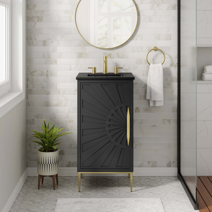 18-Inch Clear Modern Bathroom Vanity by Modway – Small Space Wood Cabinet with Sink