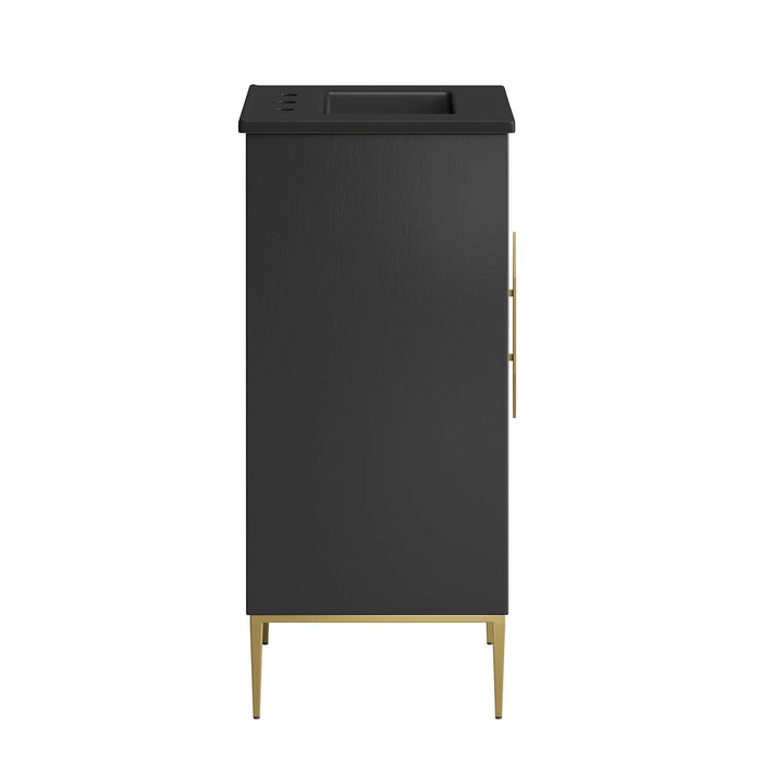 18-Inch Clear Modern Bathroom Vanity by Modway – Small Space Wood Cabinet with Sink