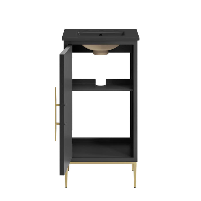 18-Inch Clear Modern Bathroom Vanity by Modway – Small Space Wood Cabinet with Sink