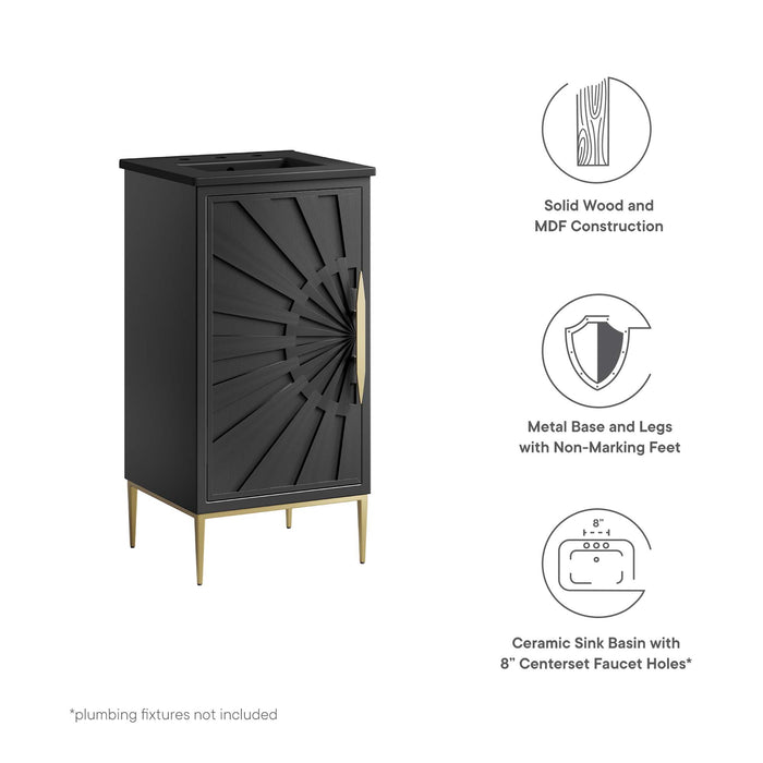 18-Inch Clear Modern Bathroom Vanity by Modway – Small Space Wood Cabinet with Sink