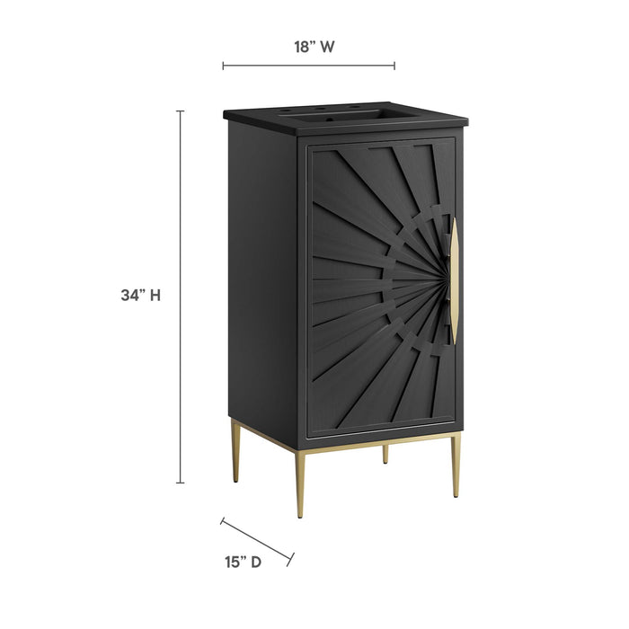 18-Inch Clear Modern Bathroom Vanity by Modway – Small Space Wood Cabinet with Sink