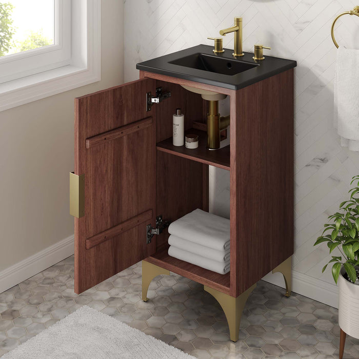 18-Inch Belvedere Vanity – Freestanding Wood Bathroom Cabinet with White Resin Basin