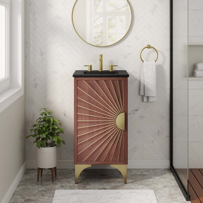 18-Inch Belvedere Vanity – Freestanding Wood Bathroom Cabinet with White Resin Basin